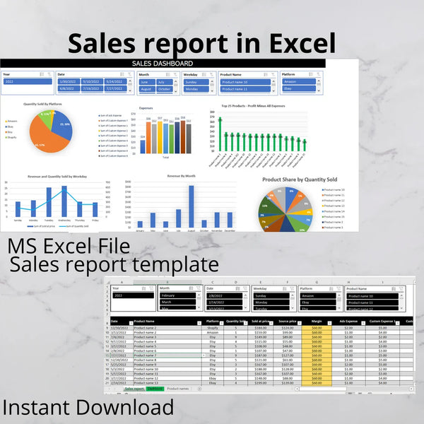 Sales Dashboard Excel Template: E-commerce Tracker