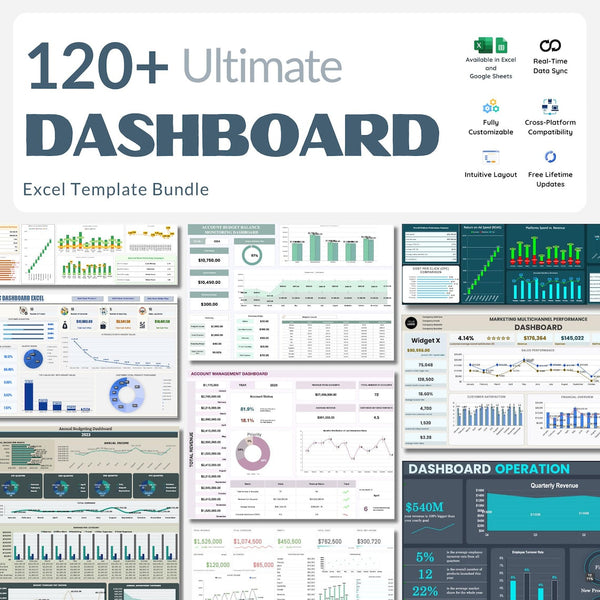 300+ Excel Dashboard Templates Bundle | Business, KPI, HR, Finance, Sales, Marketing