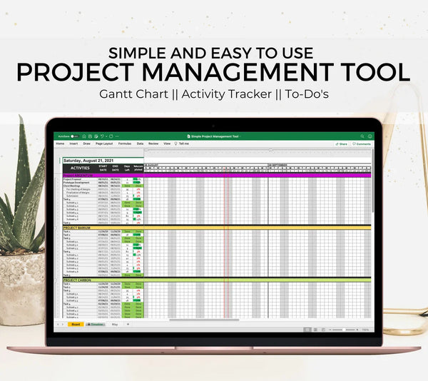 Project Management Excel Template | To-Do List, Gantt Chart, Activity Tracker