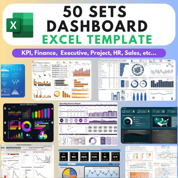 50 Excel Dashboard Templates: Finance, HR, Marketing (Fully Editable)
