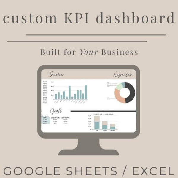 Custom KPI Dashboard DEPOSIT | Google Sheets or Excel | Business Metrics & Performance Tracker
